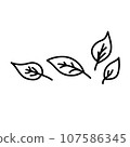 Vector illustration of a simple black leaf line art icon. 107586345