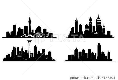 Atlanta Georgia skyline silhouette,Atlanta skyline, monochrome silhouette. Vector illustration. Atlanta Georgia skyline silhouette,Atlanta skyline, monochrome silhouette. Vector illustration. 107587104