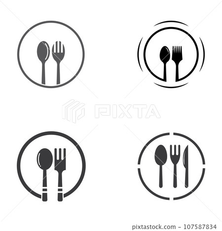 spoon,fork,and knife icon logo vector design template 107587834