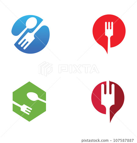 spoon,fork,and knife icon logo vector design template 107587887