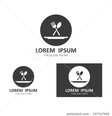 spoon,fork,and knife icon logo vector design template 107587930