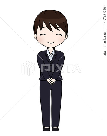 穿著褲裝的女人鞠躬(微笑1) 穿著褲裝的女人鞠躬(微笑1) 107588363