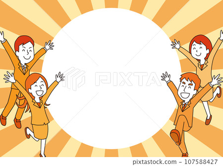 快樂的男性和女性上班族的框架圖 快樂的男性和女性上班族的框架圖 107588427