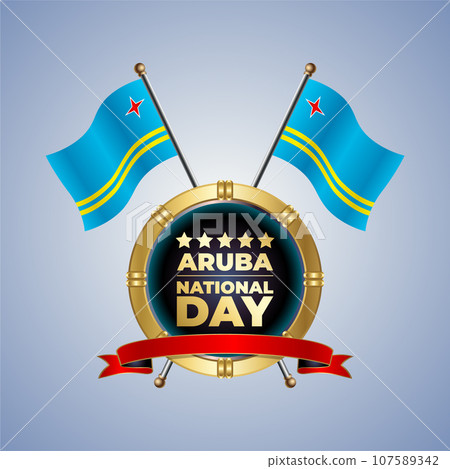 Small National flag of Aruba on Circle With garadasi color background Small National flag of Aruba on Circle With garadasi color background 107589342