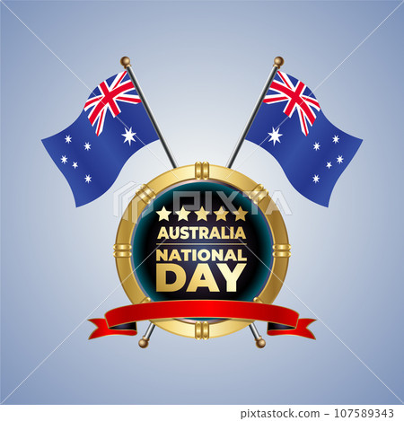 Small National flag of Australia on Circle With garadasi color background 107589343