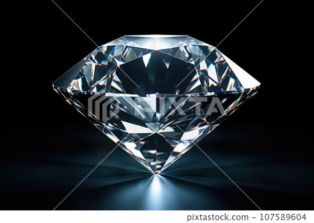 Sparkling big diamond on black background 107589604