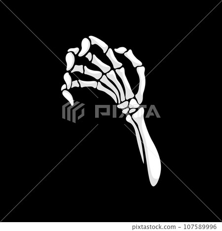 Skeleton hand gesture, isolated vector skeletal arm, stripped of flesh and muscle, reveals the intricate structure of bones, joints, and delicate phalanges, a testament to the human body complexity 107589996