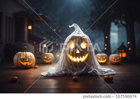 Halloween ghost pumpkin design  107590074