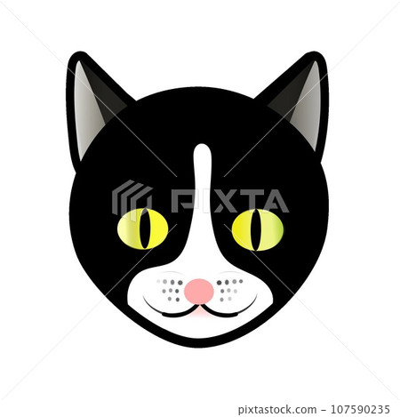 GIF 動畫的黑白貓臉插圖 GIF 動畫的黑白貓臉插圖 107590235