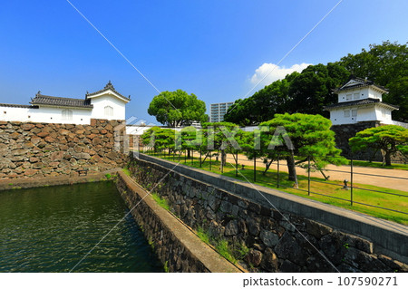 [Oita Prefecture] Funai Castle Otemon and Arrival Tower (Oita Castle Ruins Park) on a clear day 107590271