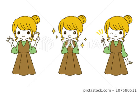 Collection of girl illustrations 107590511