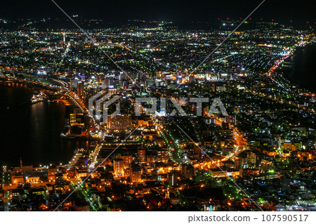 Hakodate City, night view from Mt. Hakodate summit observation deck 107590517