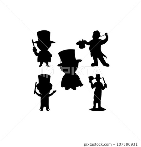 magician set silhouette icon logo 107590931