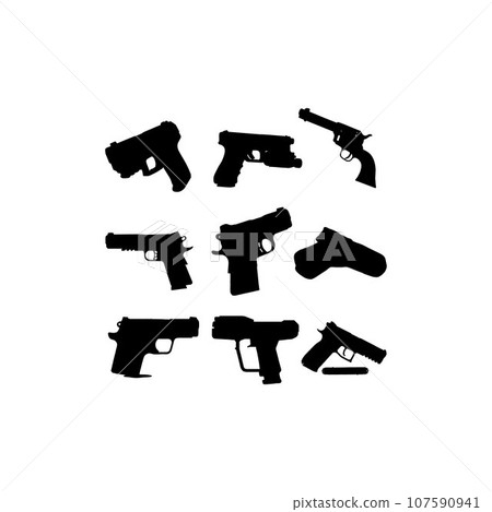 pistol handgun creative set silhouette design pistol handgun creative set silhouette design 107590941