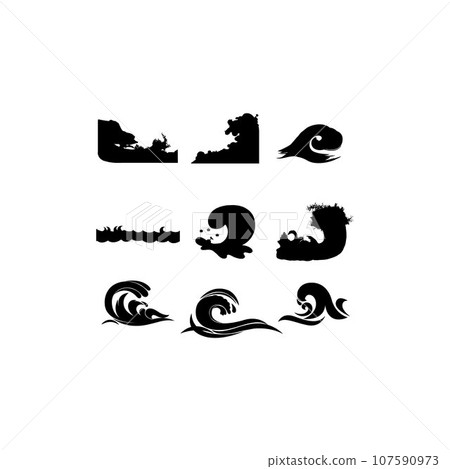 Wave sea set silhouette creative design Wave sea set silhouette creative design 107590973