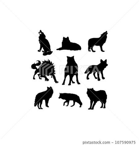 Wolf animal set silhouette design Wolf animal set silhouette design 107590975