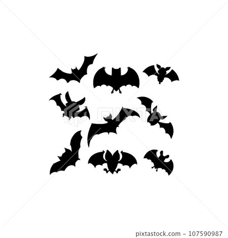 flying bat collection set silhouette design flying bat collection set silhouette design 107590987