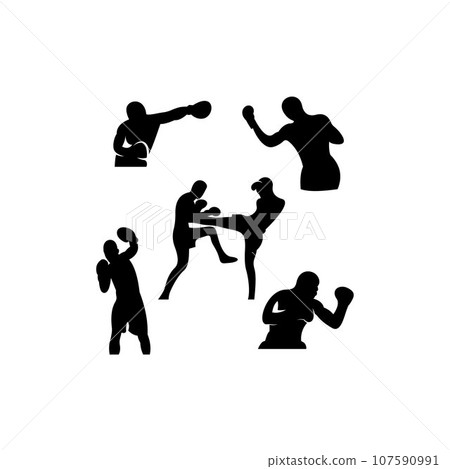 boxing set silhouette icon logo boxing set silhouette icon logo 107590991