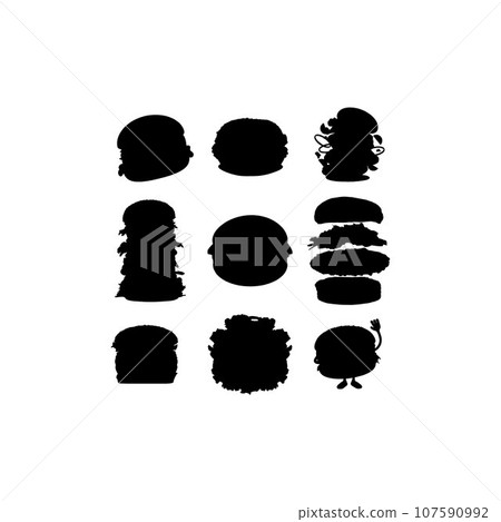 Burger junk food collection set icon Burger junk food collection set icon 107590992