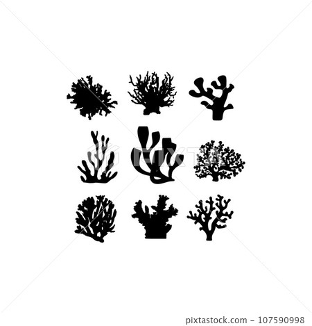 Icon set coral silhouette design Icon set coral silhouette design 107590998