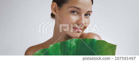 Natural Cosmetics Skin Care Photo of Woman Perfect Face, Hydrated Skin Natural Cosmetics Skin Care Photo of Woman Perfect Face, Hydrated Skin 107591497
