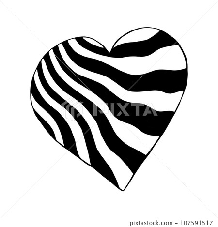 Black Heart Drawn by Colored Pencil. The Sign of World Heart Day. Symbol of Valentines Day. Heart Shape Isolated on White Background. 107591517