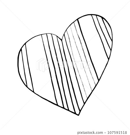 Black Heart Drawn by Colored Pencil. The Sign of World Heart Day. Symbol of Valentines Day. Heart Shape Isolated on White Background. 107591518