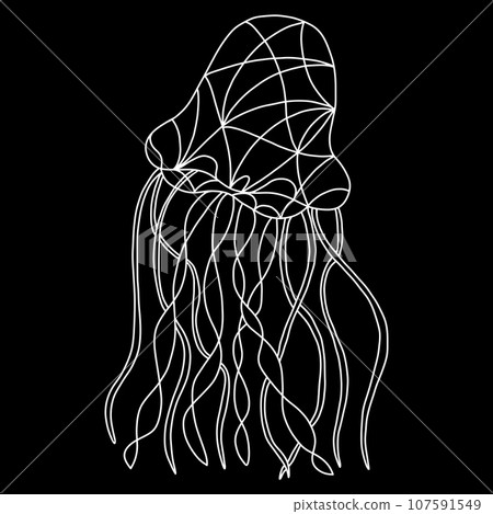 Outline Illustration of Jellyfish in Stained Glass Window Style. Hand Drawn Mosaic Tiles in Black and White. Jelly Fish For Coloring Book Pages. Outline Illustration of Jellyfish in Stained Glass Window Style. Hand Drawn Mosaic Tiles in Black and White. Jelly Fish For Coloring Book Pages. 107591549