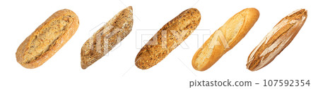 Various classic baguette isolated on transparent background Various classic baguette isolated on transparent background 107592354