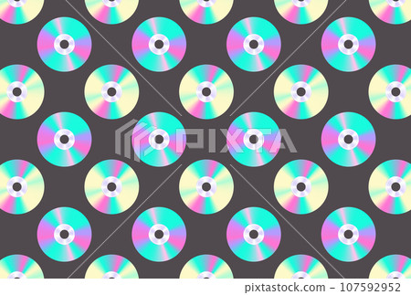 Seamless pattern of CD DVD discs glowing in neon colors Seamless pattern of CD DVD discs glowing in neon colors 107592952
