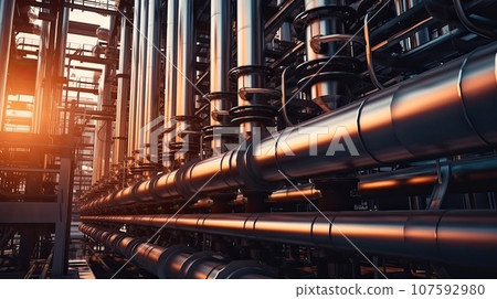 Close up Industrial view at oil refinery plant pipe line 107592980