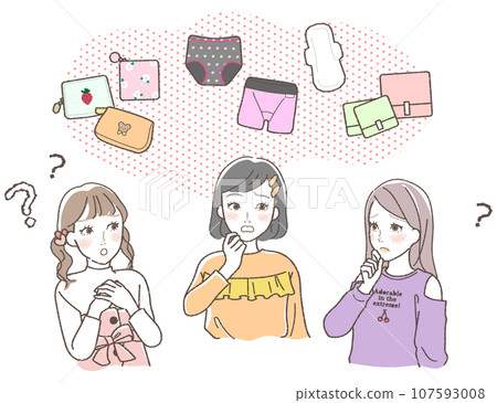 擔心月經的女生插畫 擔心月經的女生插畫 107593008
