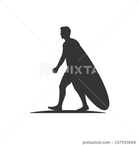 A surfer holding his surfboard icon A surfer holding his surfboard icon 107593669