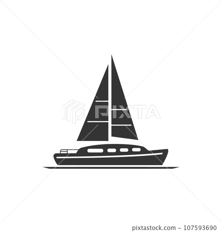 Catamaran on the water icon Catamaran on the water icon 107593690