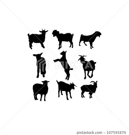Goat animal set silhouette design Goat animal set silhouette design 107593870