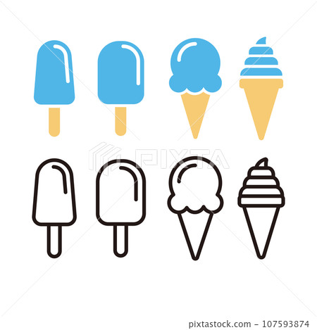 Ice cream icon illustration set Ice cream icon illustration set 107593874