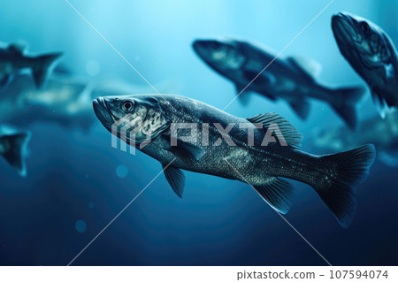 Silvery Grey Mullets Against a Stunning Ocean Backdrop Silvery Grey Mullets Against a Stunning Ocean Backdrop 107594074
