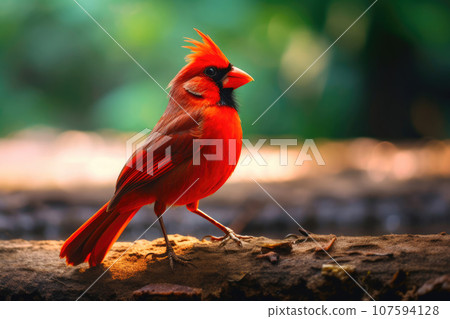Stunning Scarlet Cardinal in Isolation 107594128