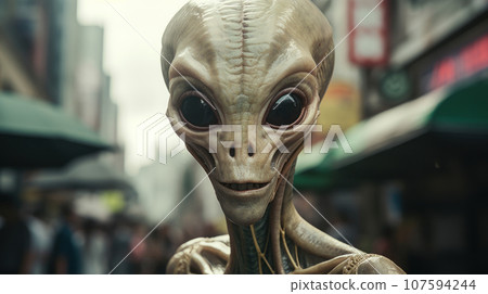 Alien walking in the city 107594244