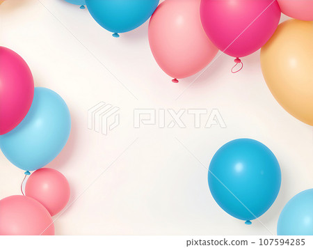 Birthday party poster with helium balloon and copy space. Birthday party poster with helium balloon and copy space. 107594285