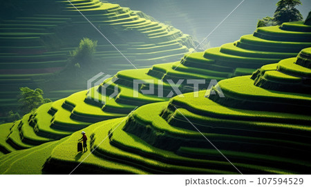 The green rice field terrace of Mu Cang Chai Vietnam 107594529