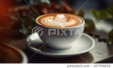 close-up of latte coffee 107594650