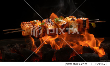 Close-up PANEER TIKKA Indian food 107594672