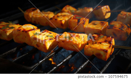 Close-up PANEER TIKKA Indian food 107594675