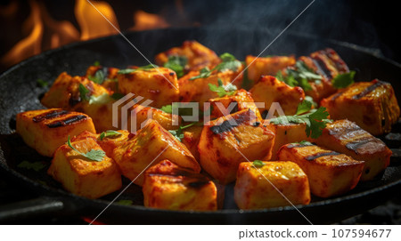 Close-up PANEER TIKKA Indian food 107594677