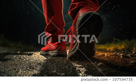 Red shoes foot running trail action Red shoes foot running trail action 107594735