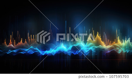 Sound wave on the digital background 107595703