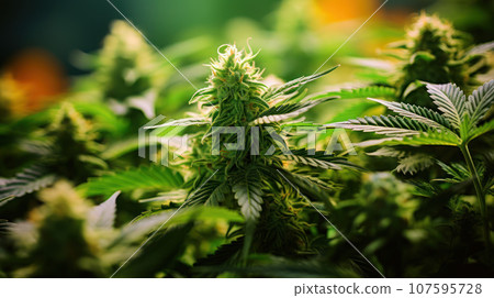 Close-up Cannabis in the greenhouse 107595728