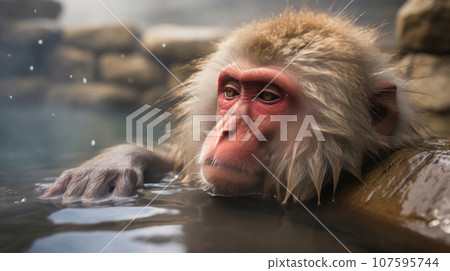 Monkey relaxation in the Onsen Monkey relaxation in the Onsen 107595744