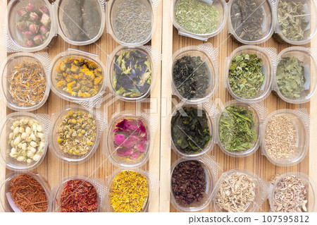 mix variety type of herbal aroma dry tea from asian nature flower and herbal plant leaf mix variety type of herbal aroma dry tea from asian nature flower and herbal plant leaf 107595812